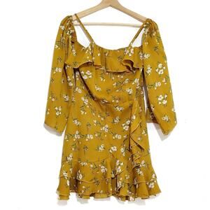 Missguided | Floral Ruffled Layered Wide Sleeve Cold Shoulder Minidress